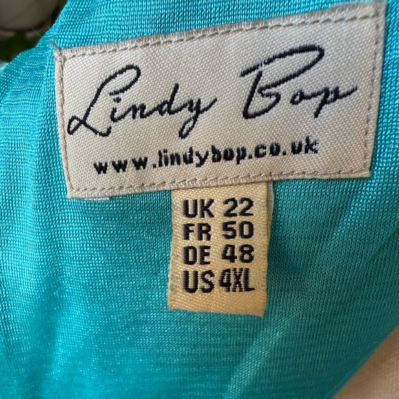 Lindy Bop Ophelia Vintage 50s Turquoise Floral Garden Party Picnic Dress, 4X (1X - Picture 10 of 13